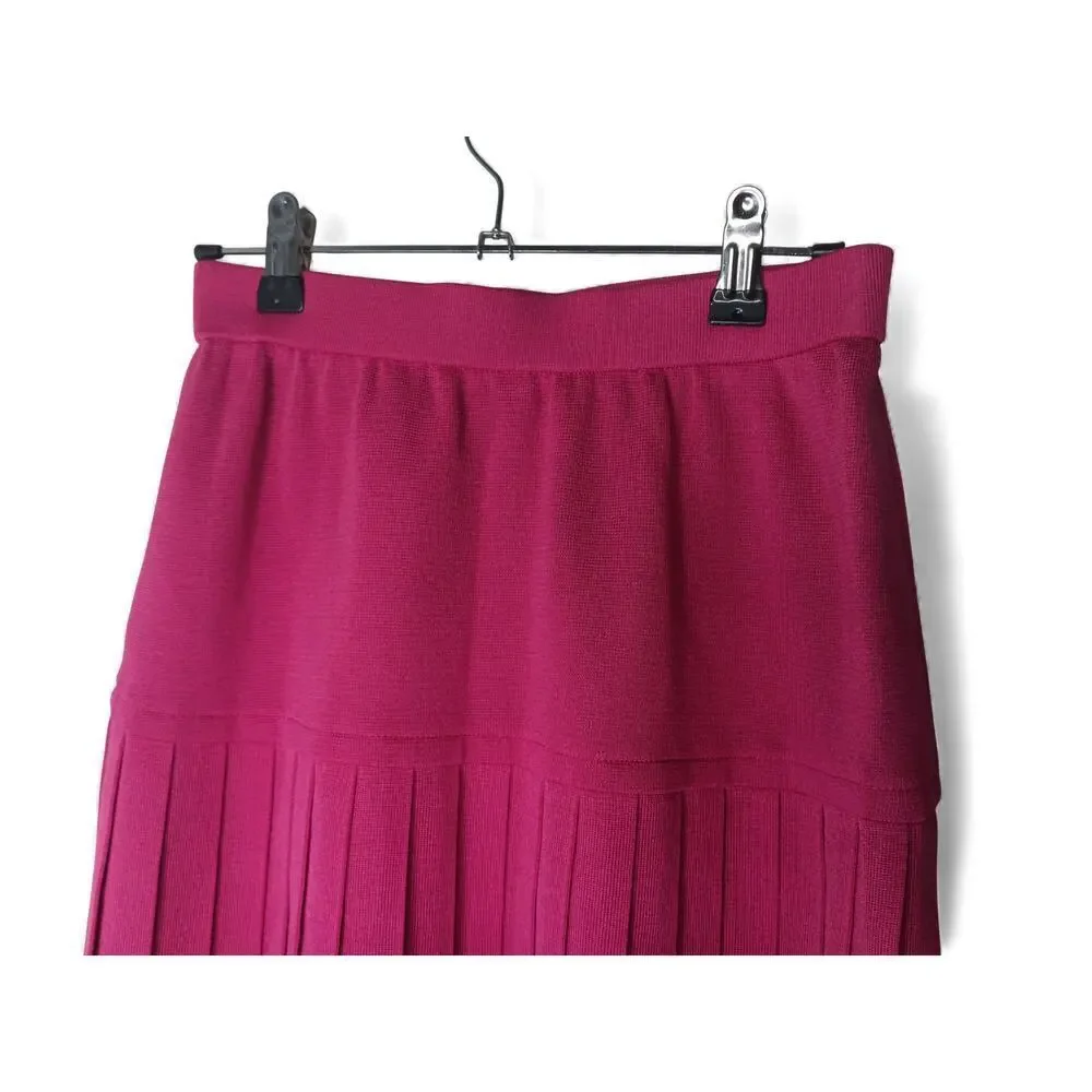 Authentic Yves Saint Laurent Pink Pleated Wool Blend Skirt Lined SZ 4-6